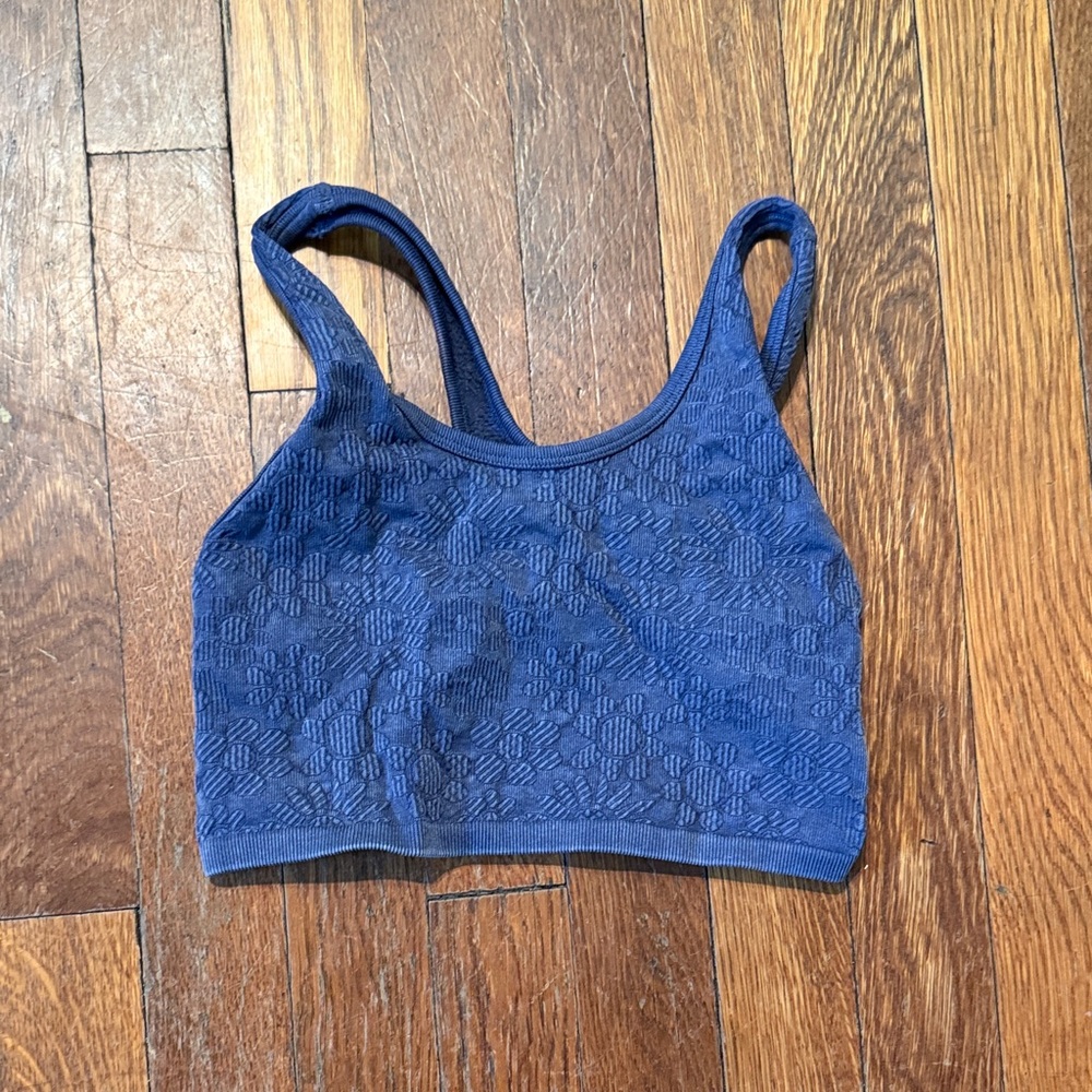 Blue Textured Women's Crop Top/Bra